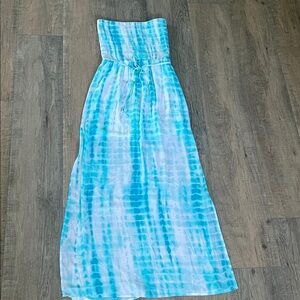 Guess smocked maxi dress with slits